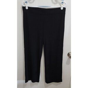 Lands' End Women's Pull On Elastic Waist Travel Slinky Wide Leg Pants Black Sz M